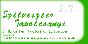 szilveszter tapolcsanyi business card